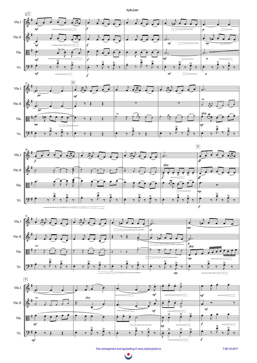 Ajde Jano String Quartet scores gallery preview page 2