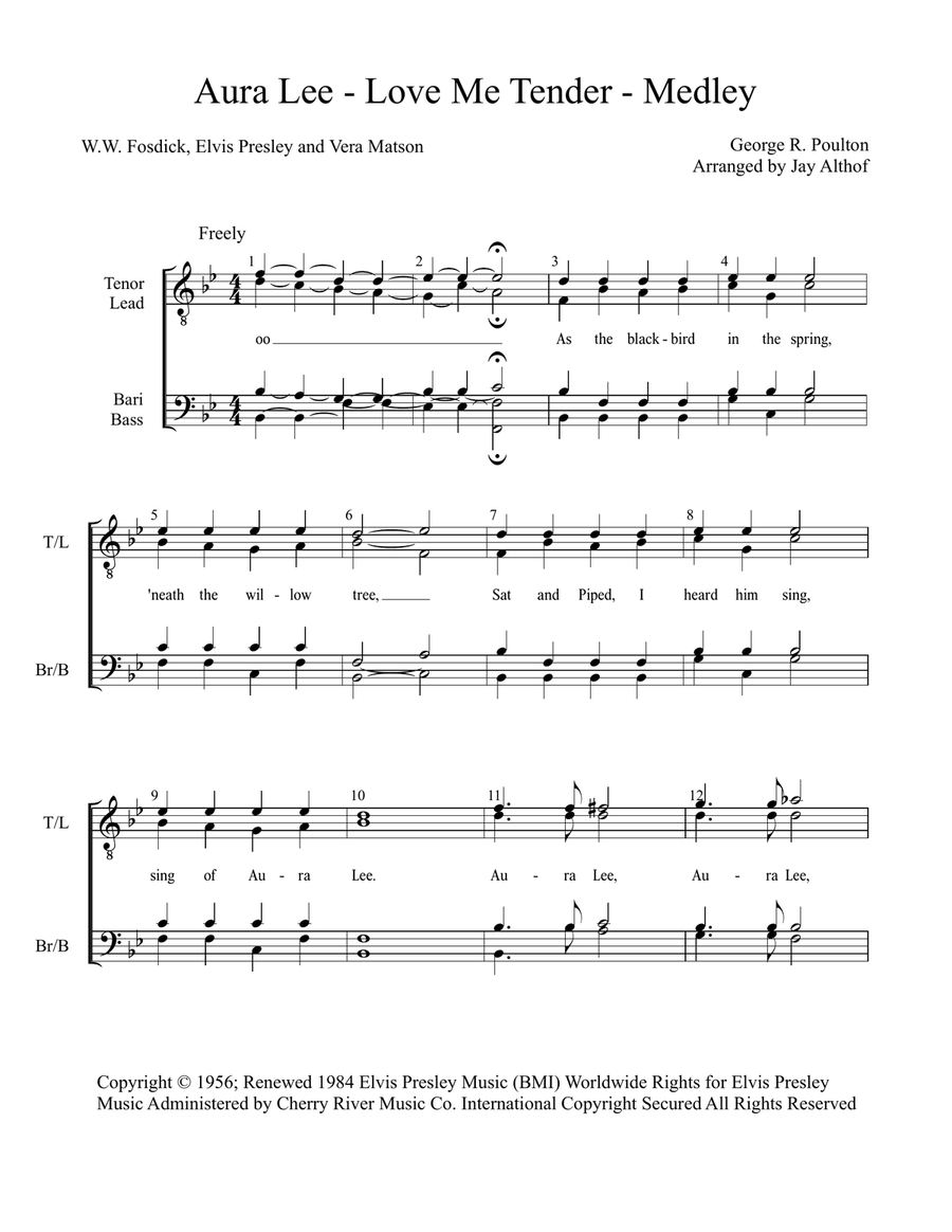 Love Me Tender TTBB scores gallery preview page 1