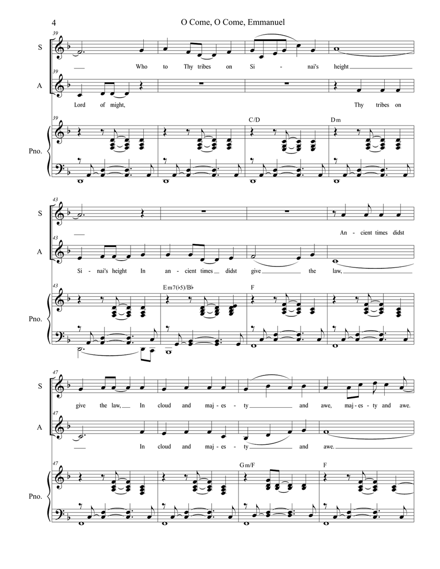 O Come, O Come, Emmanuel (Duet for Soprano and Alto Solo) Alto Voice scores gallery preview page 4