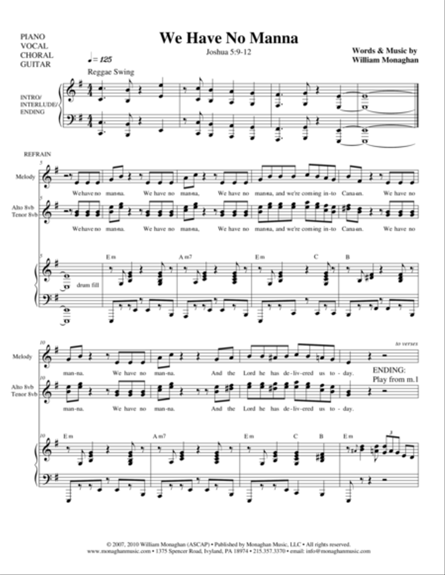 We Have no Manna We Have no Manna Piano, Vocal, Guitar scores gallery preview page 1