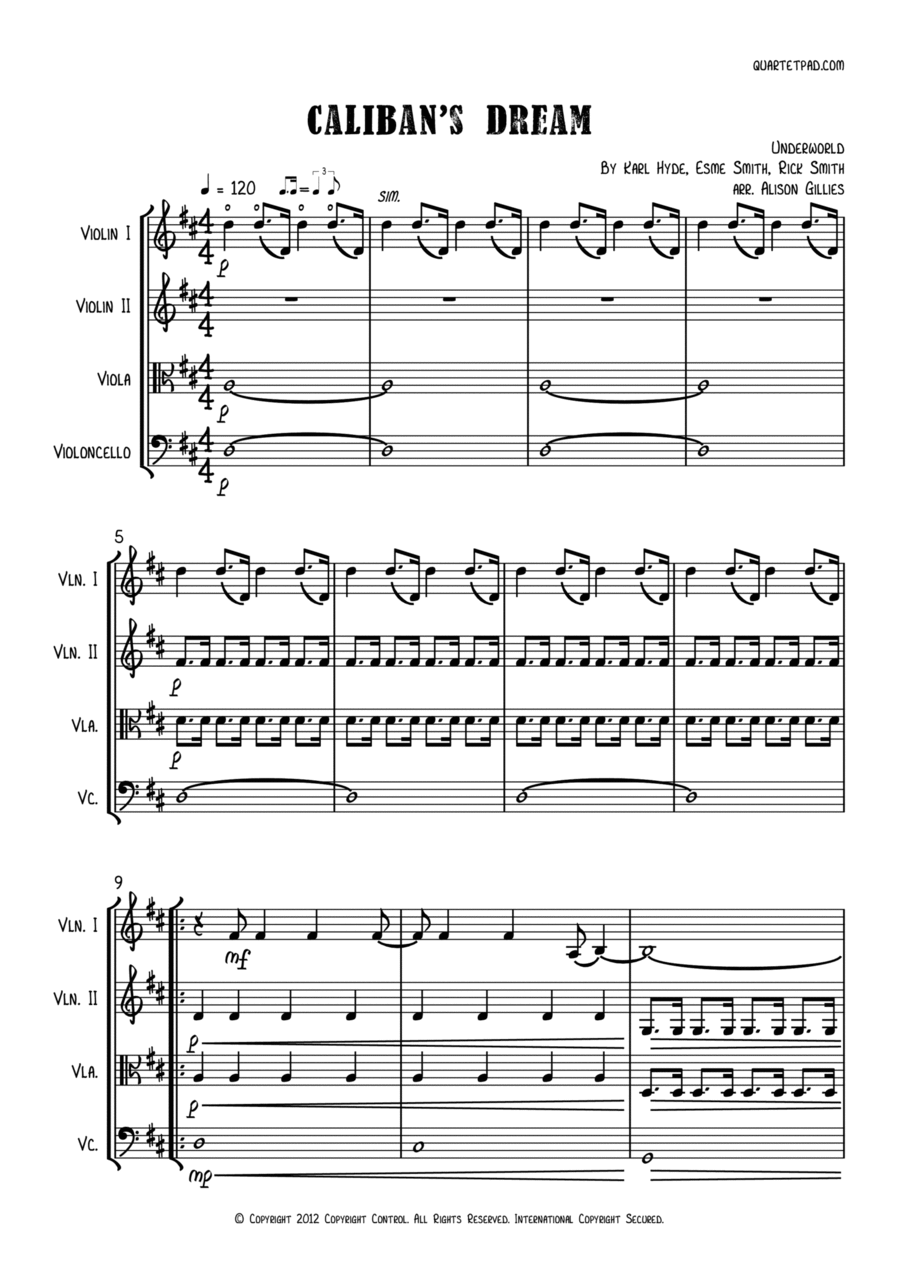 Caliban's Dream String Quartet scores gallery preview page 1