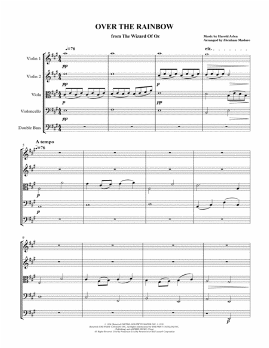 Over The Rainbow (from The Wizard Of Oz) String Quartet scores gallery preview page 2