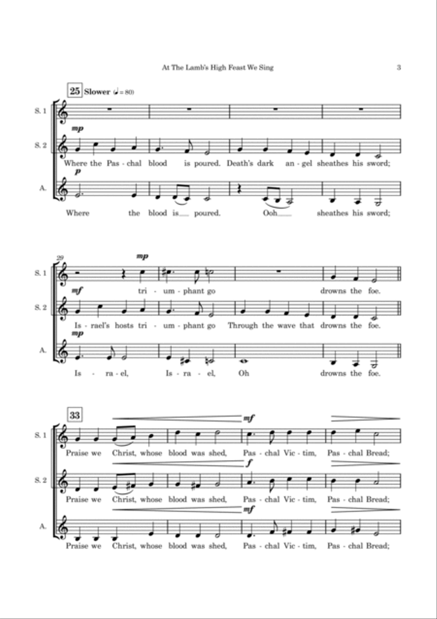 At The Lamb's High Feast We Sing - SSA A Cappella SSA scores gallery preview page 4