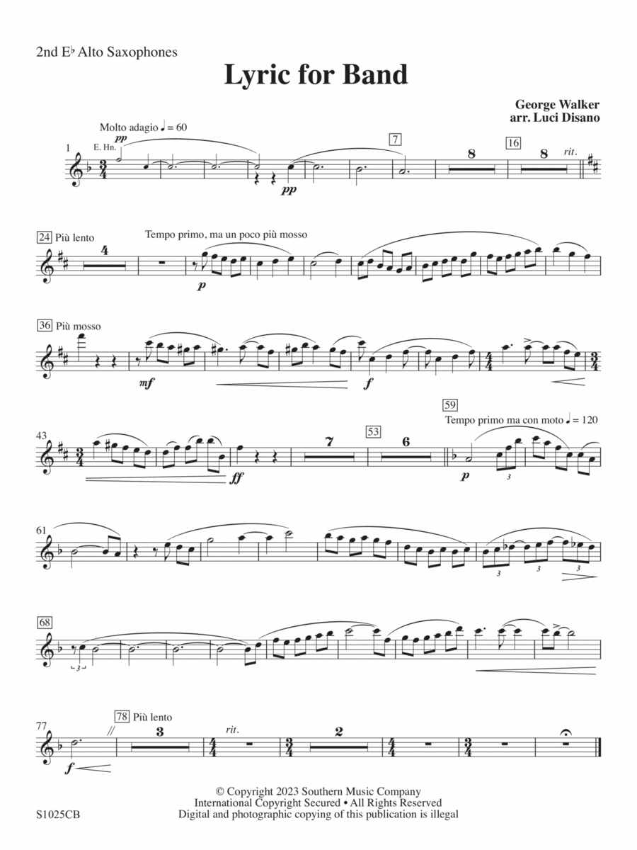 Lyric for Symphonic Band - Alto Saxophone 2 Concert Band scores gallery preview page 1