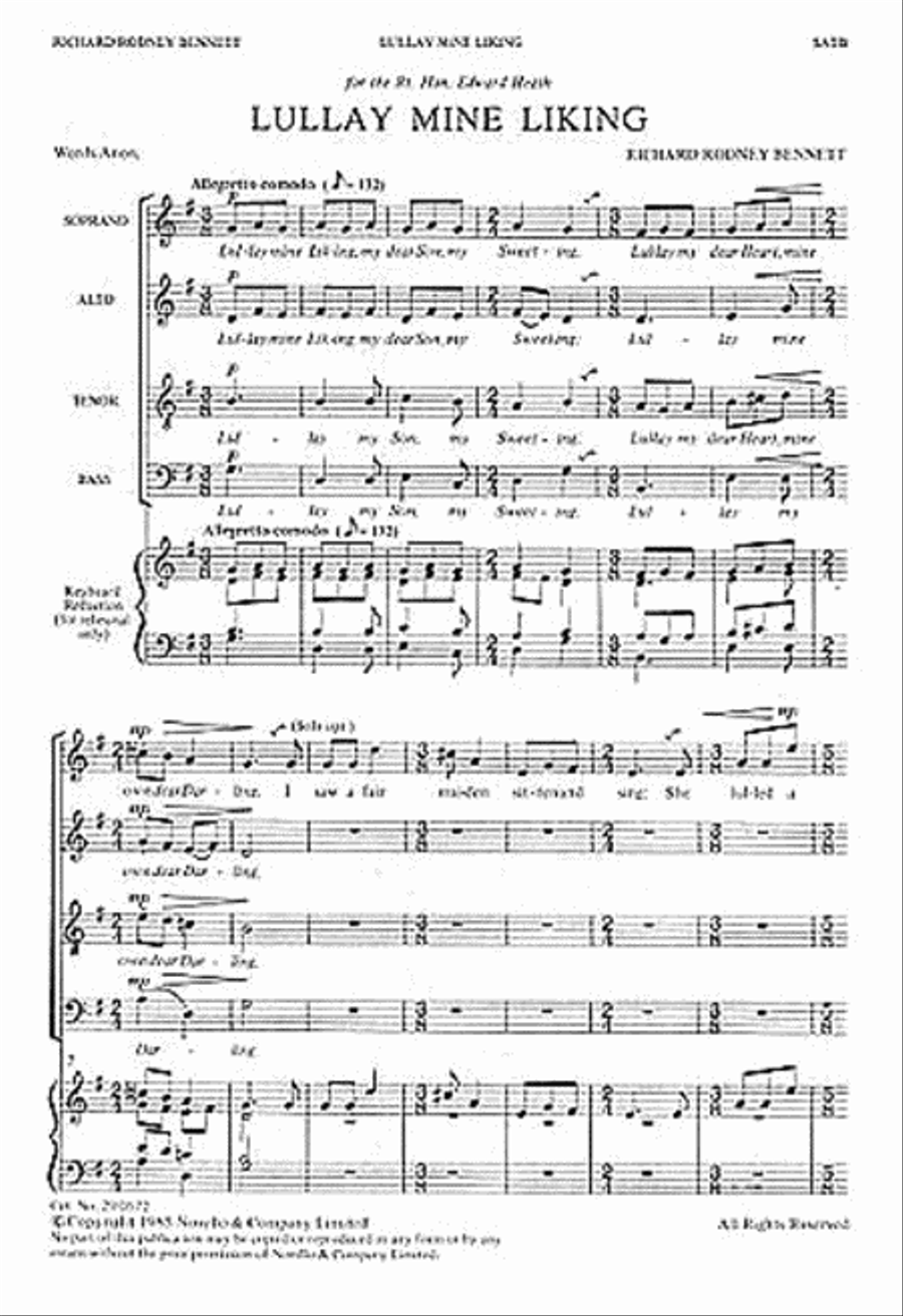 Richard Rodney Bennett: Lullay Mine Liking (SATB) 4-Part scores gallery preview page 1