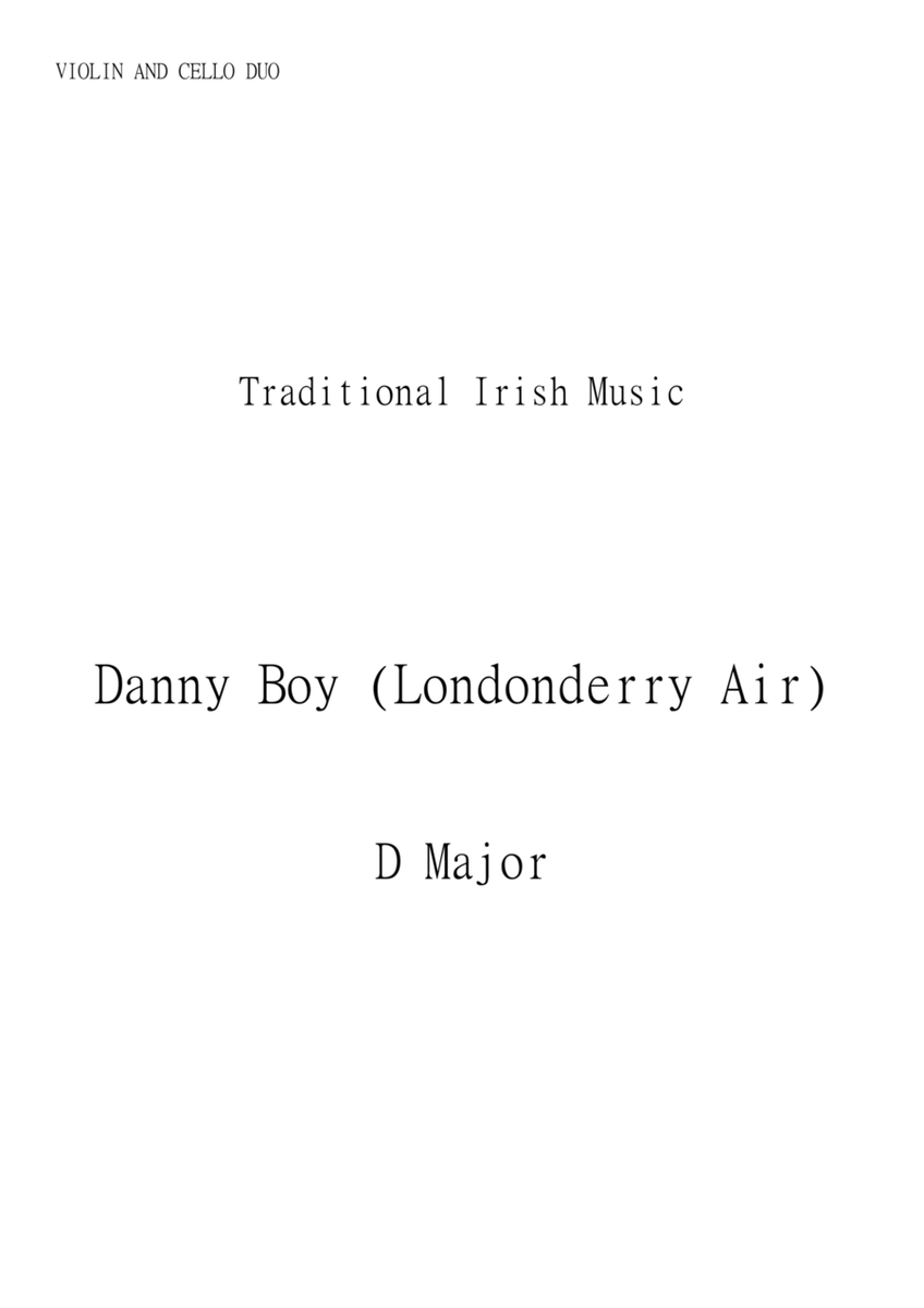 Danny Boy (Londonderry Air) for Cello and Violin Duo in D major. Early Intermediate. image number null