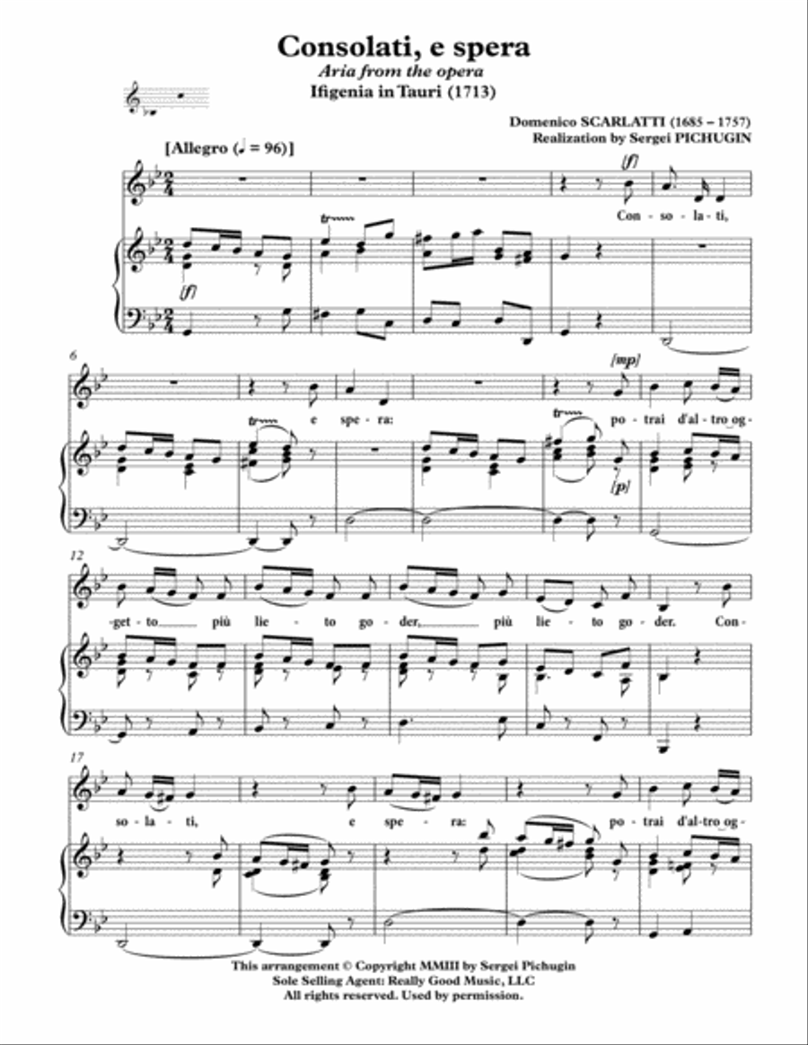 SCARLATTI, Domenico: Consolati, e spera, aria from the opera 