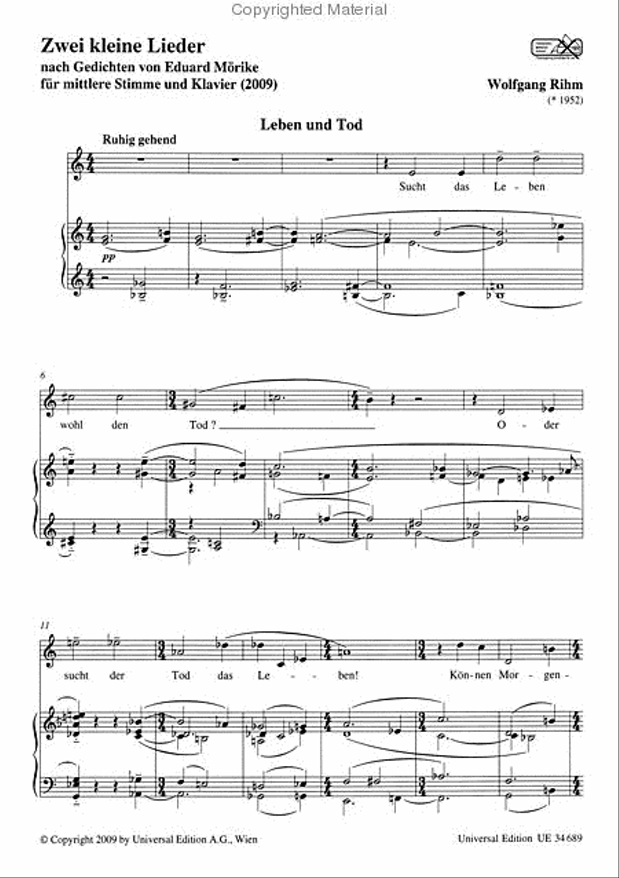 Zwei Kleine Lieder Chamber Music scores gallery preview page 2