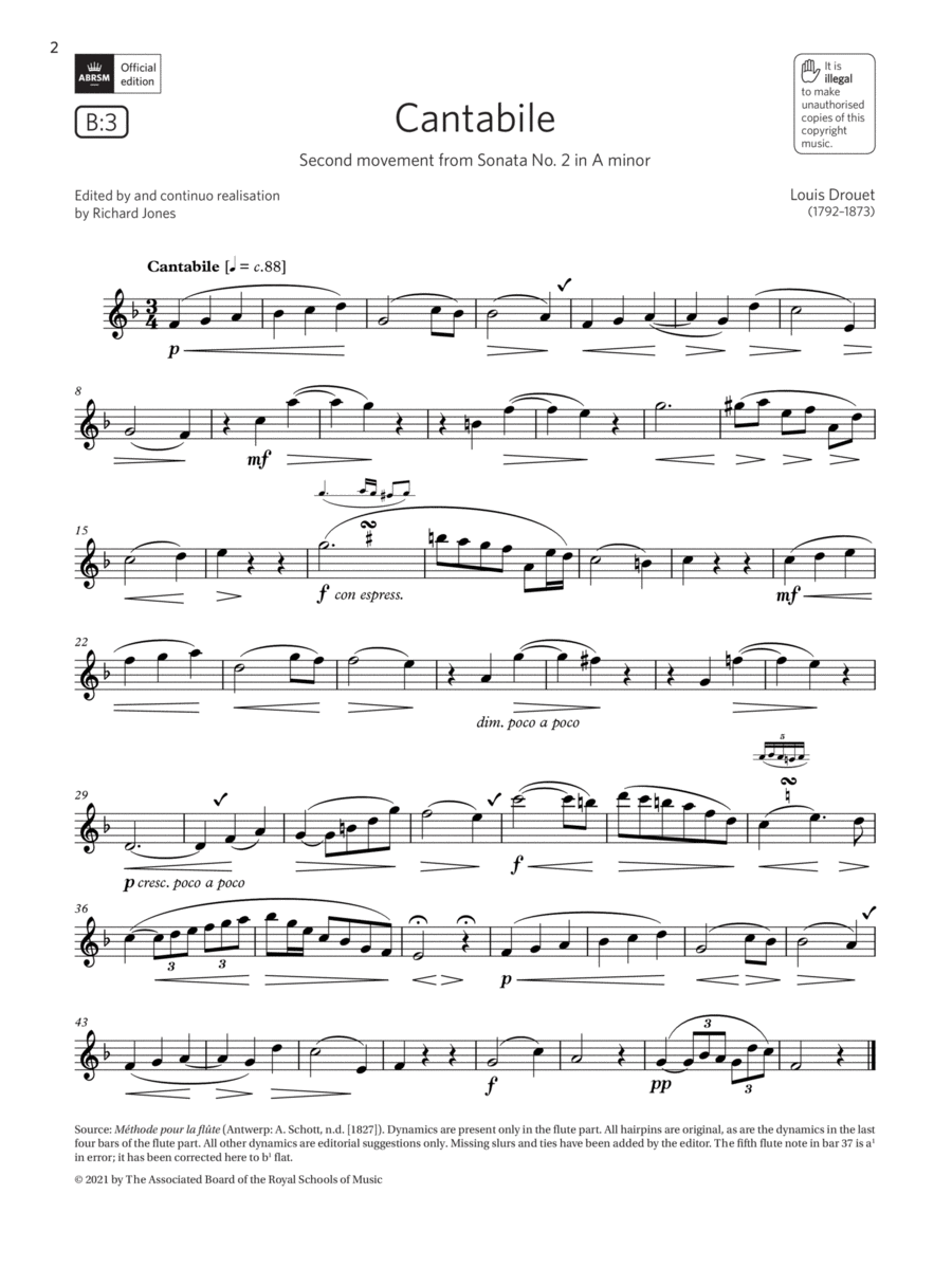 Cantabile (from Sonata No. 2 in A minor) (Grade 4 List B3 from the ABRSM Flute syllabus from 2022)