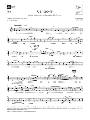 Book cover for Cantabile (from Sonata No. 2 in A minor) (Grade 4 List B3 from the ABRSM Flute syllabus from 2022)