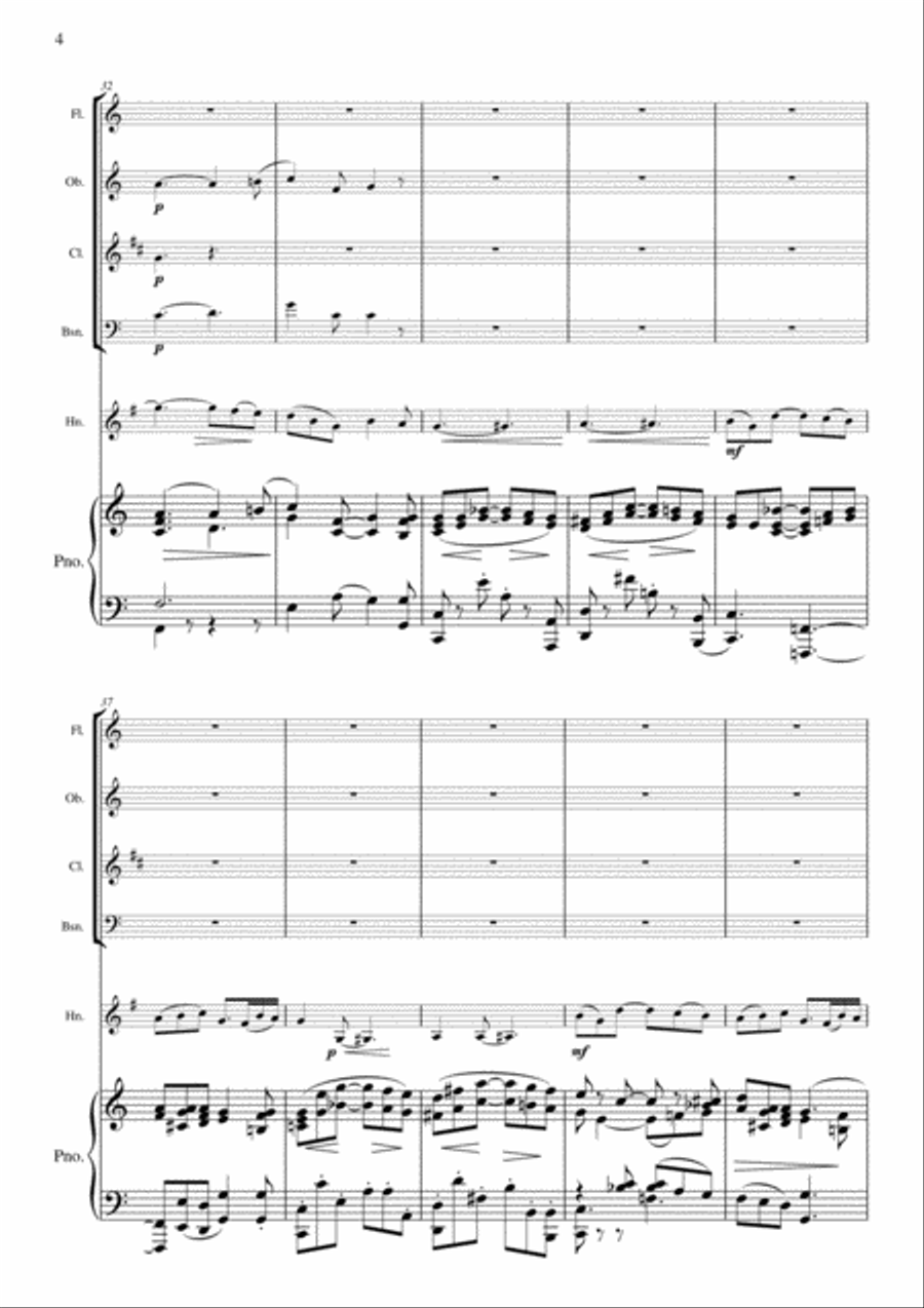 Andante from Mendelssohn’s Violin Concerto // Piano Sextet (with solo French Horn) Chamber Orchestra scores gallery preview page 4