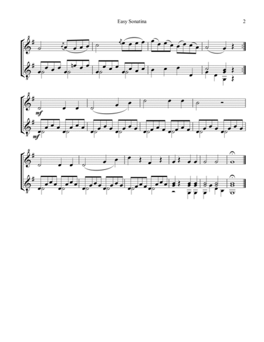 Easy Sonatina No. 37 for descant recorder and guitar image number null