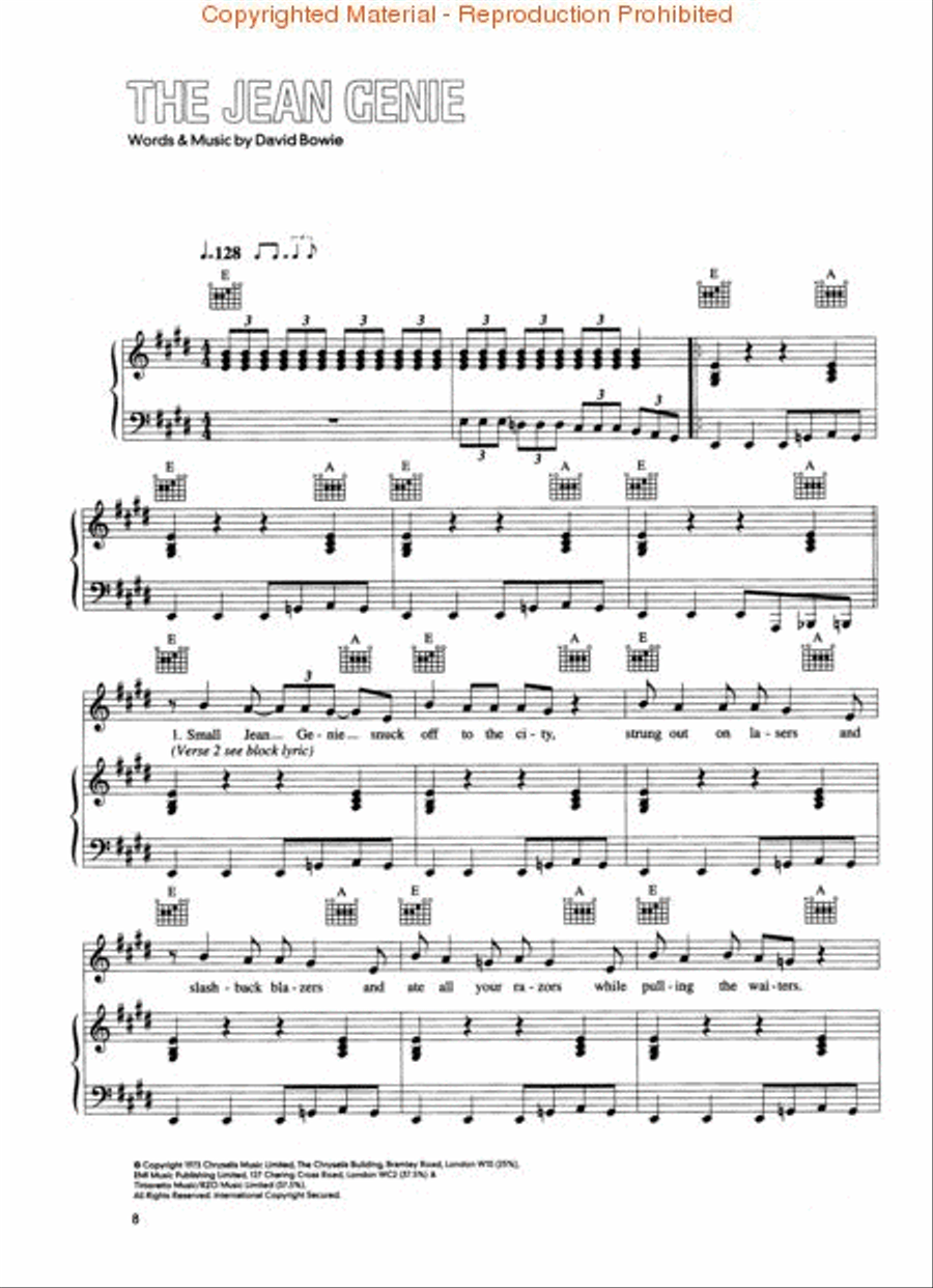 The Best of David Bowie – 1969-1974 Piano, Vocal, Guitar scores gallery preview page 2