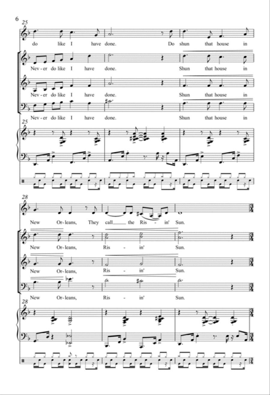 House of the Rising Sun 3-Part scores gallery preview page 5