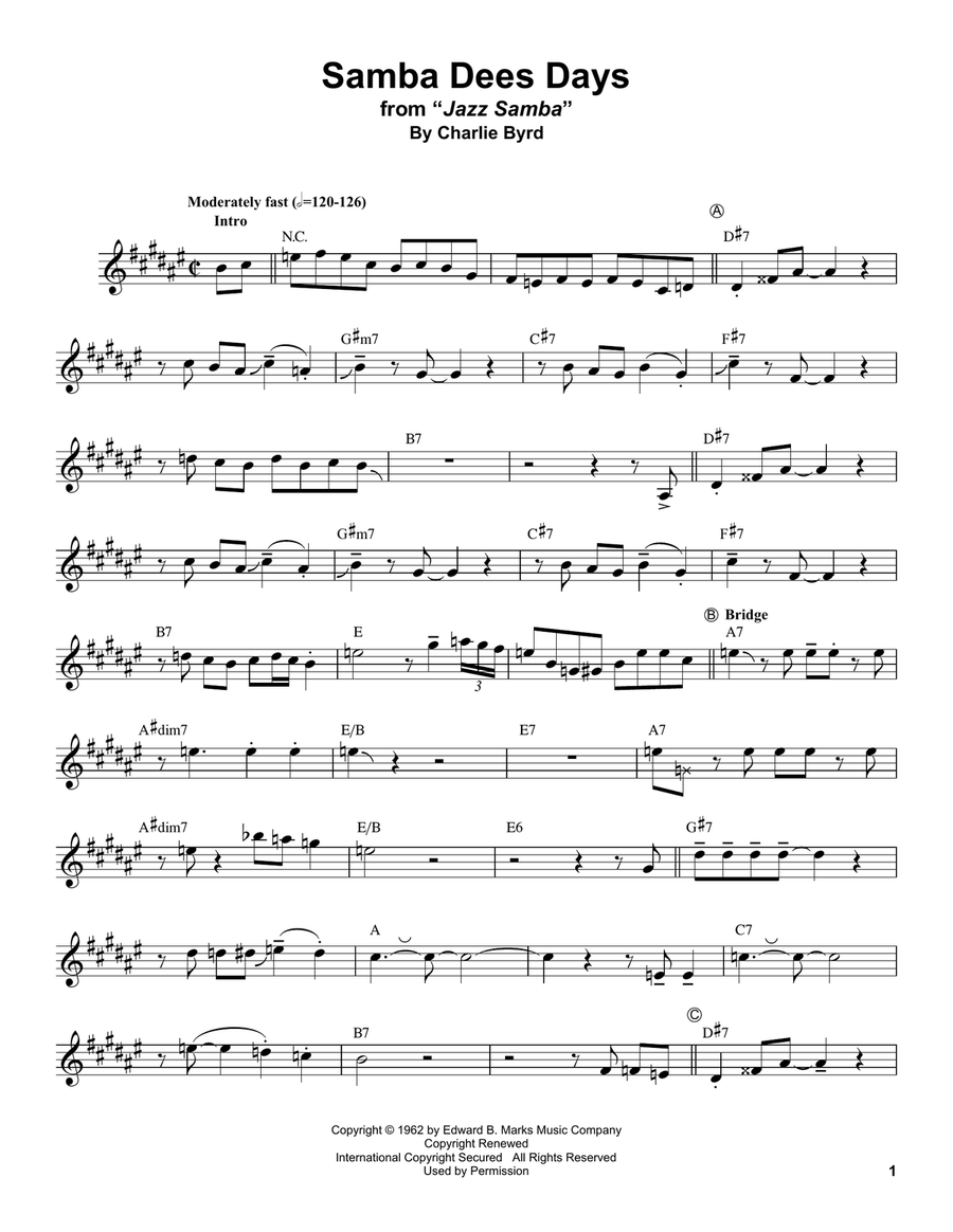 Samba Dees Days Alto Saxophone scores gallery preview page 1