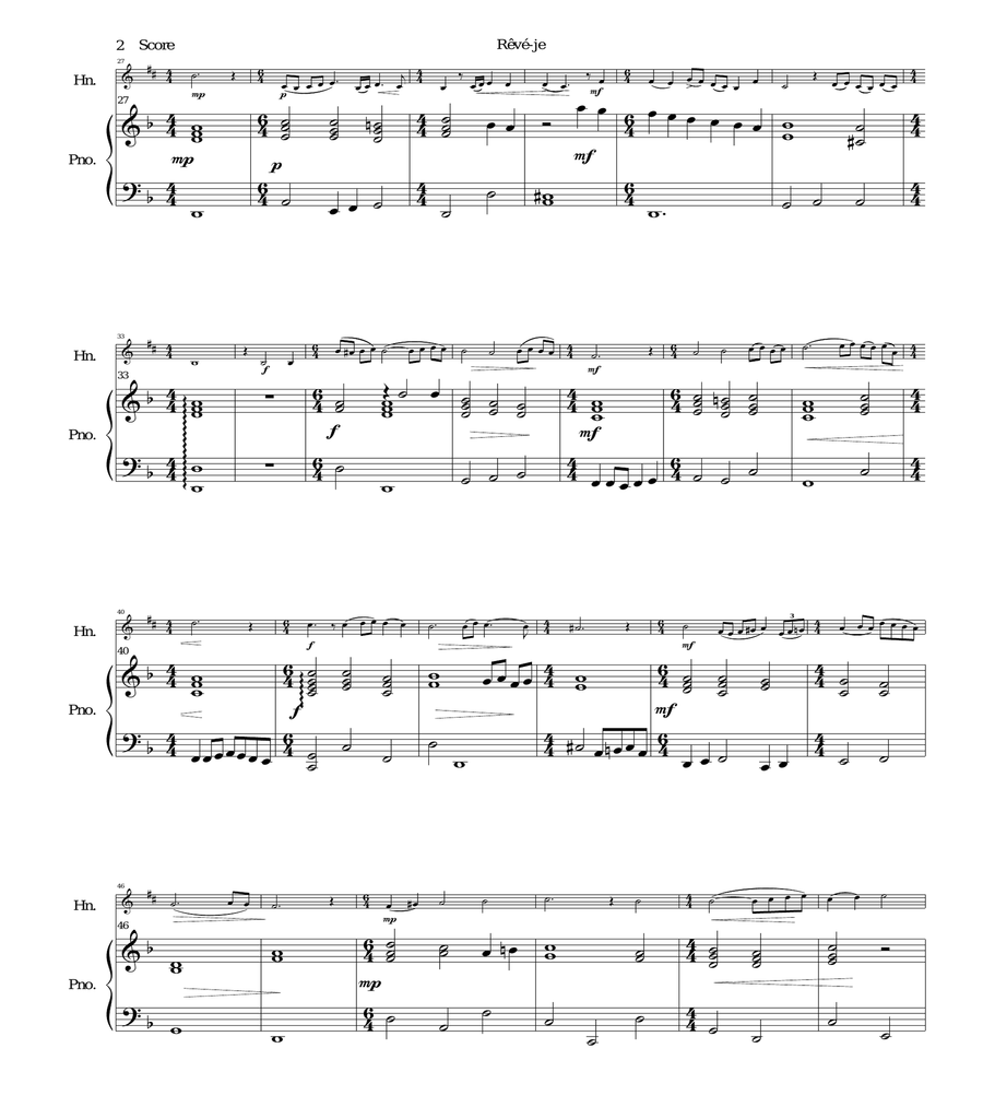 Rêvé-je (after Gabriel Bataille) for tenor horn (horn in E flat) and piano image number null