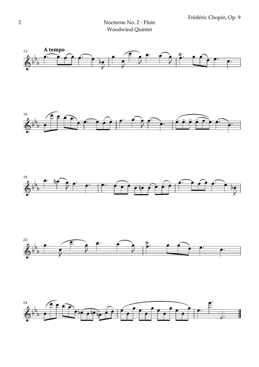 Nocturne by Chopin for Woodwind Quintet Woodwind Quintet scores gallery preview page 4