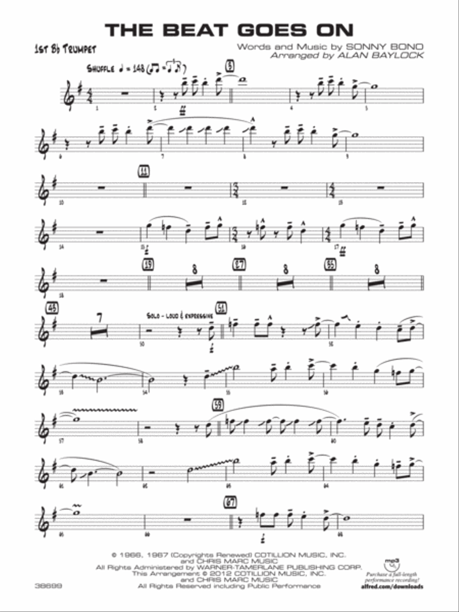The Beat Goes On: 1st B-flat Trumpet Jazz Ensemble scores gallery preview page 1