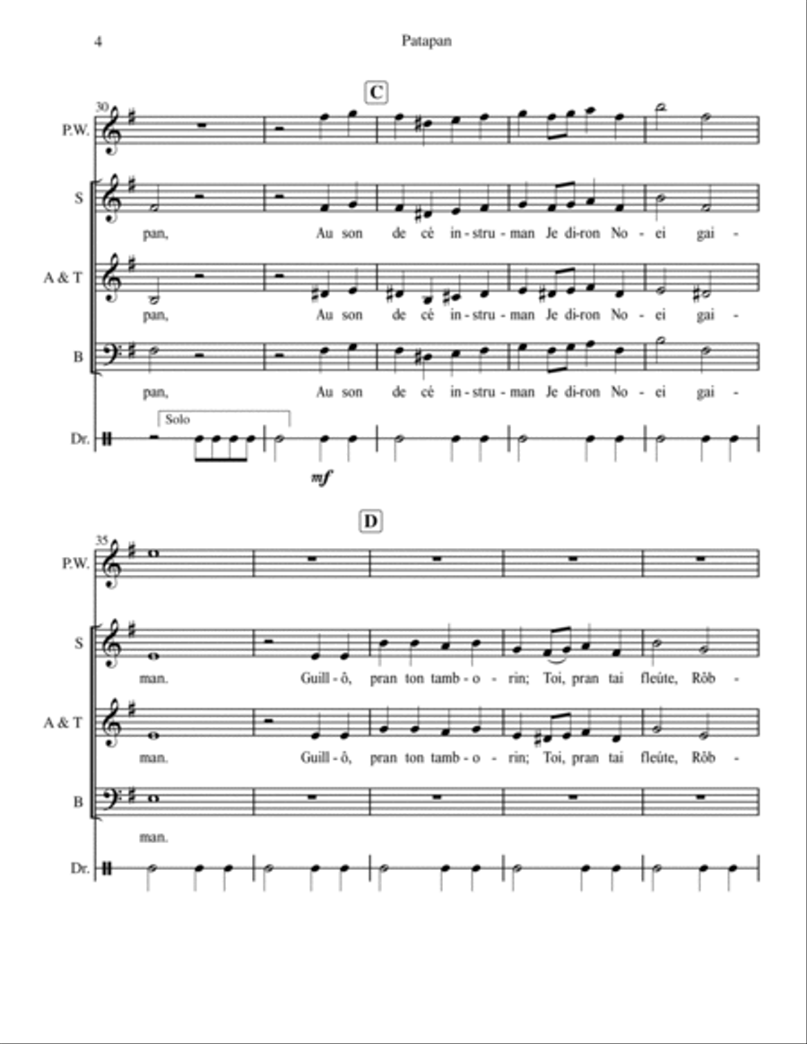 Patapan for 2 part choir 3-Part scores gallery preview page 4