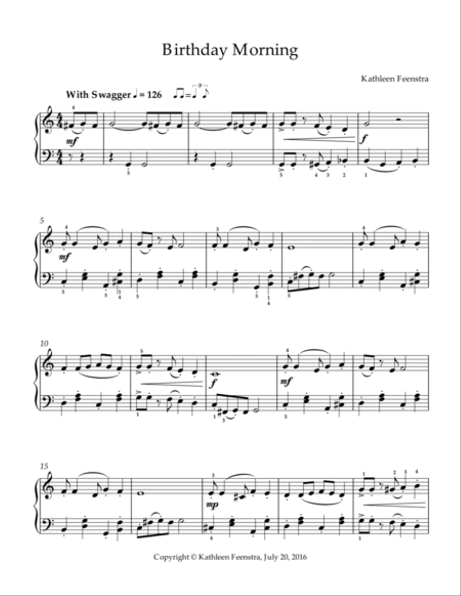 Birthday Morning Birthday Morning Easy Piano scores gallery preview page 2