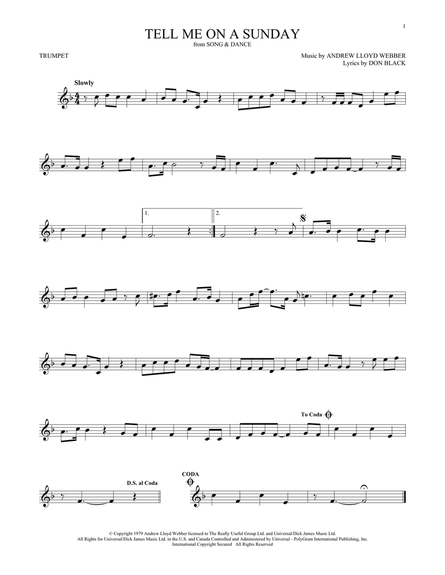Tell Me On A Sunday Trumpet Solo scores gallery preview page 1