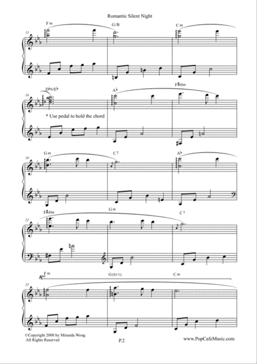 4 Romantic Christmas Tunes for Piano Solo - C Key Piano Solo scores gallery preview page 2