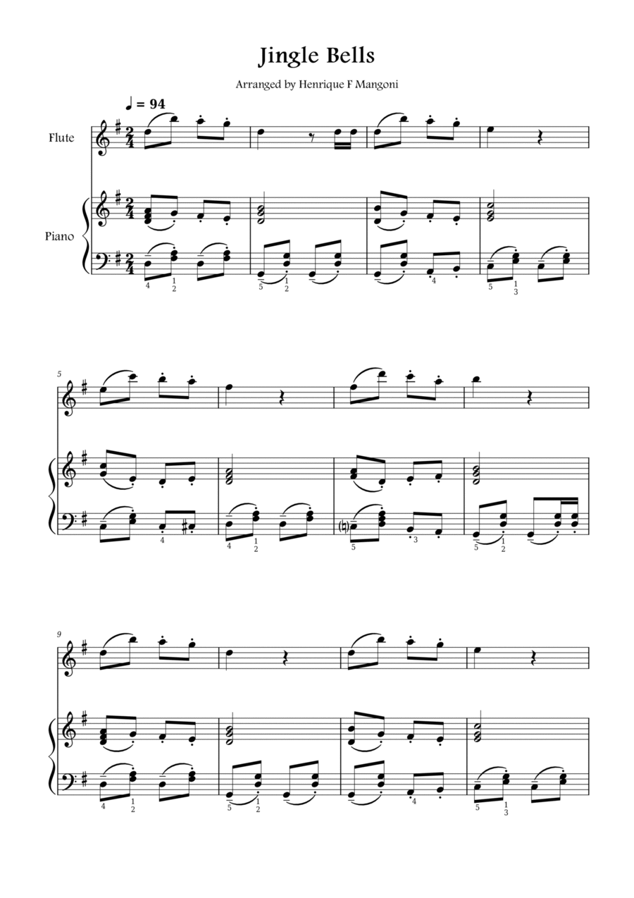 Jingle Bells Flute Solo scores gallery preview page 1