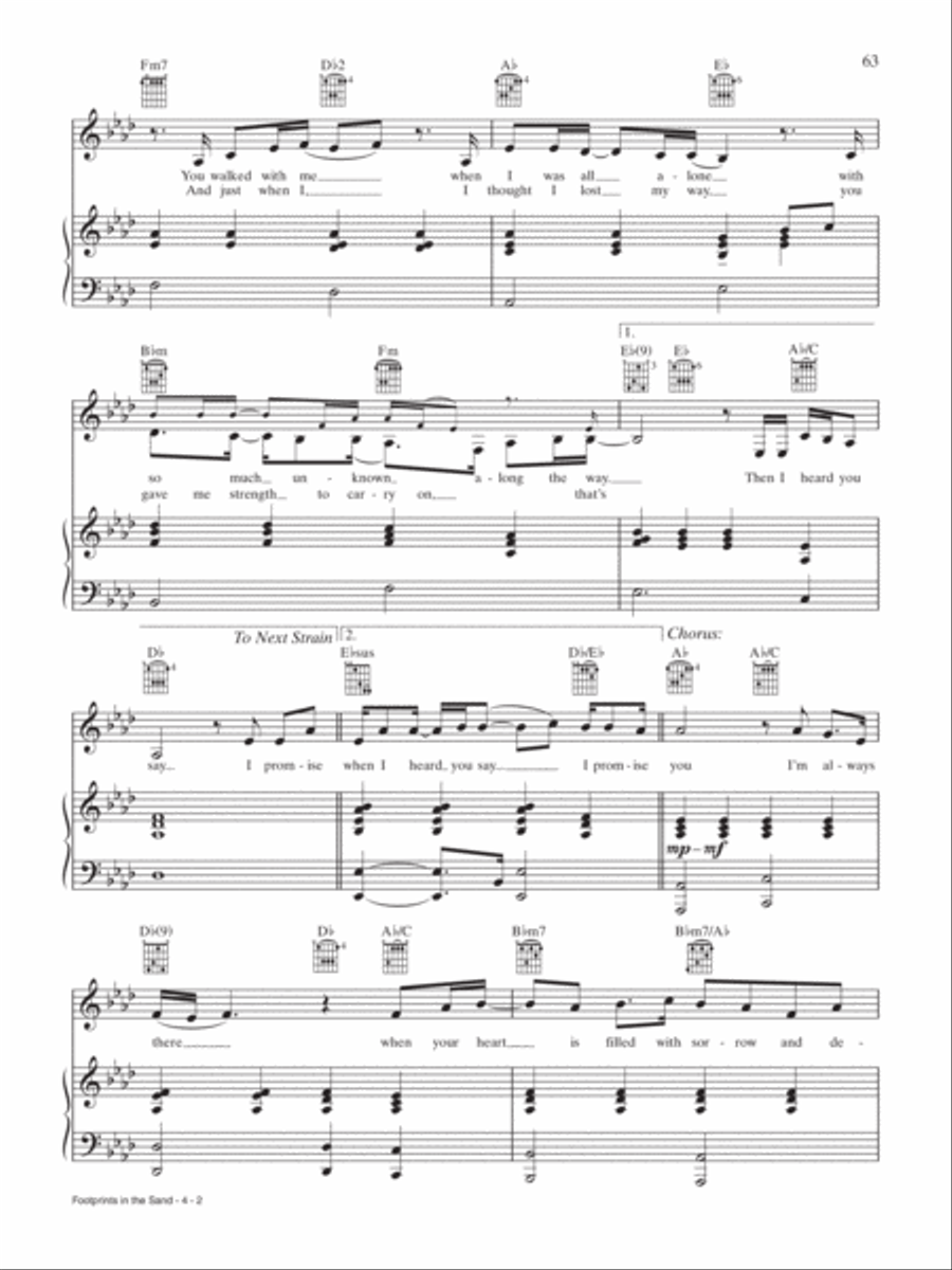 Footprints in the Sand Piano, Vocal, Guitar scores gallery preview page 2