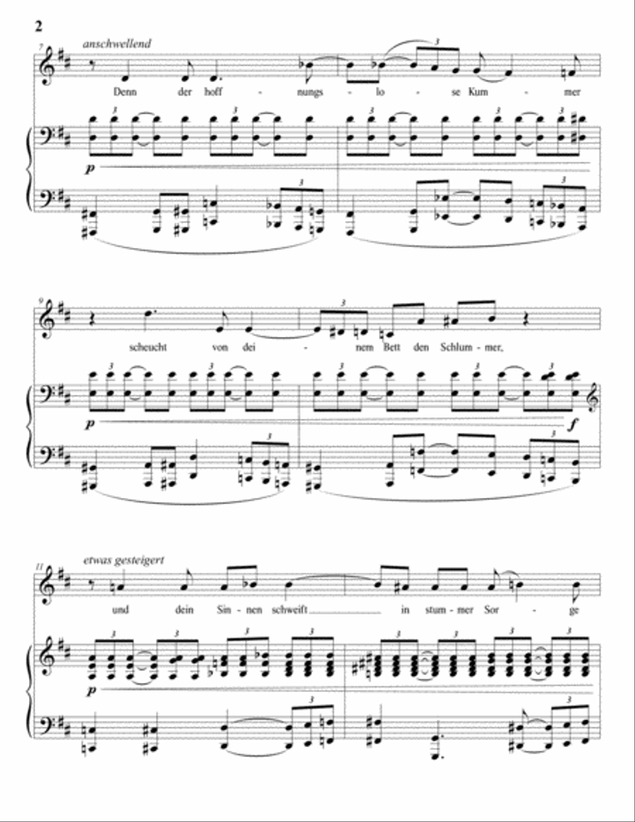 WOLF: Alle gingen, Herz, zur Ruh (transposed to D major) Voice scores gallery preview page 3
