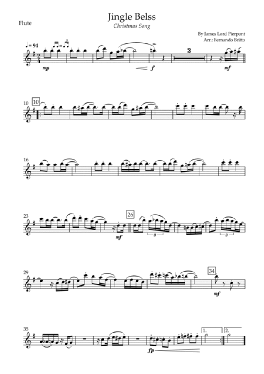 Jingle Bells - Jazz Version (Christmas Song) for Woodwind Trio Woodwind Trio scores gallery preview page 3
