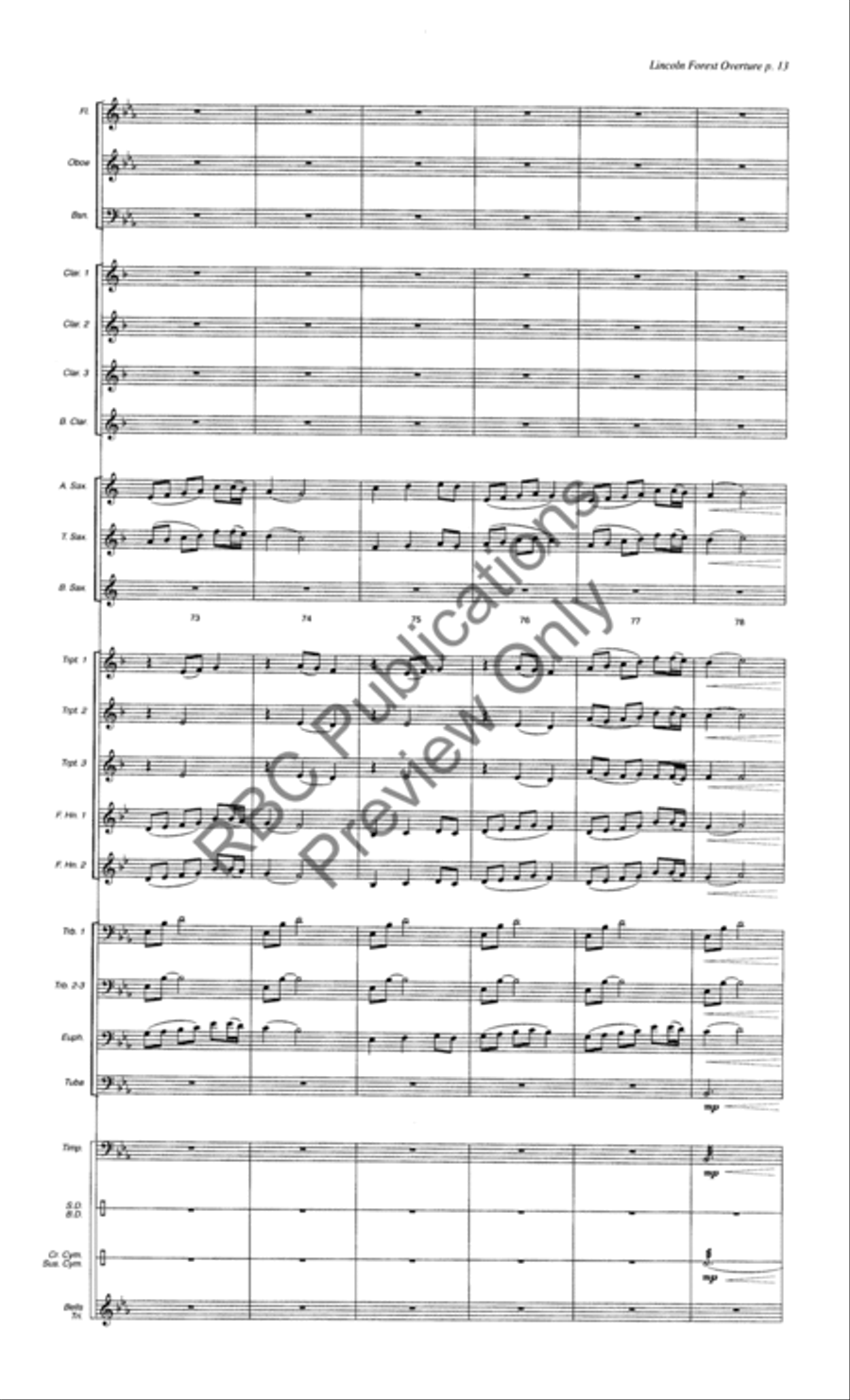 Lincoln Forest Overture (Score) Concert Band scores gallery preview page 16