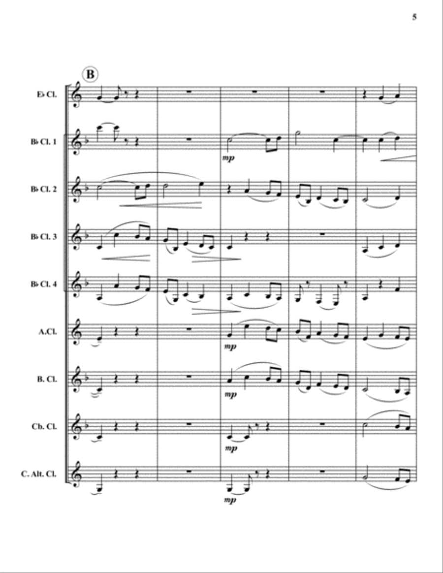 Nimrod from the Enigma Variations Clarinet Choir scores gallery preview page 5