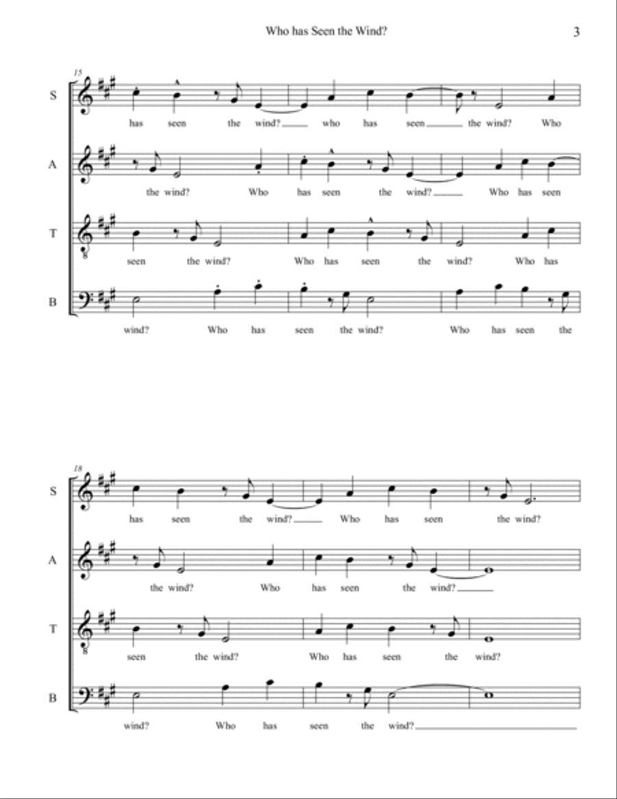 Water and Wind - II. Who has Seen the Wind Choir scores gallery preview page 3