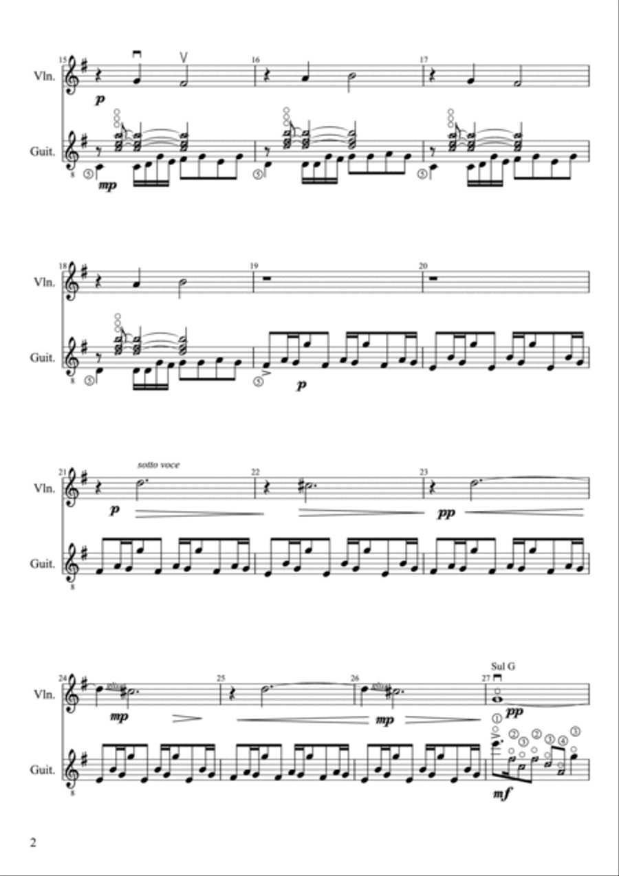 Set of Guitar Ballades: No. 3 in E Minor String Duet scores gallery preview page 2