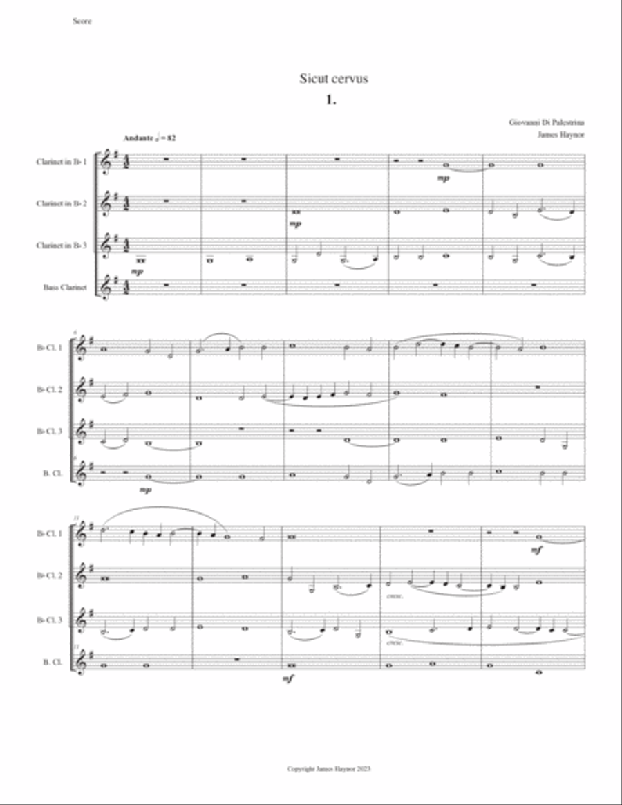 Sicet cervus for Clarinet Quartet Clarinet Quartet scores gallery preview page 3