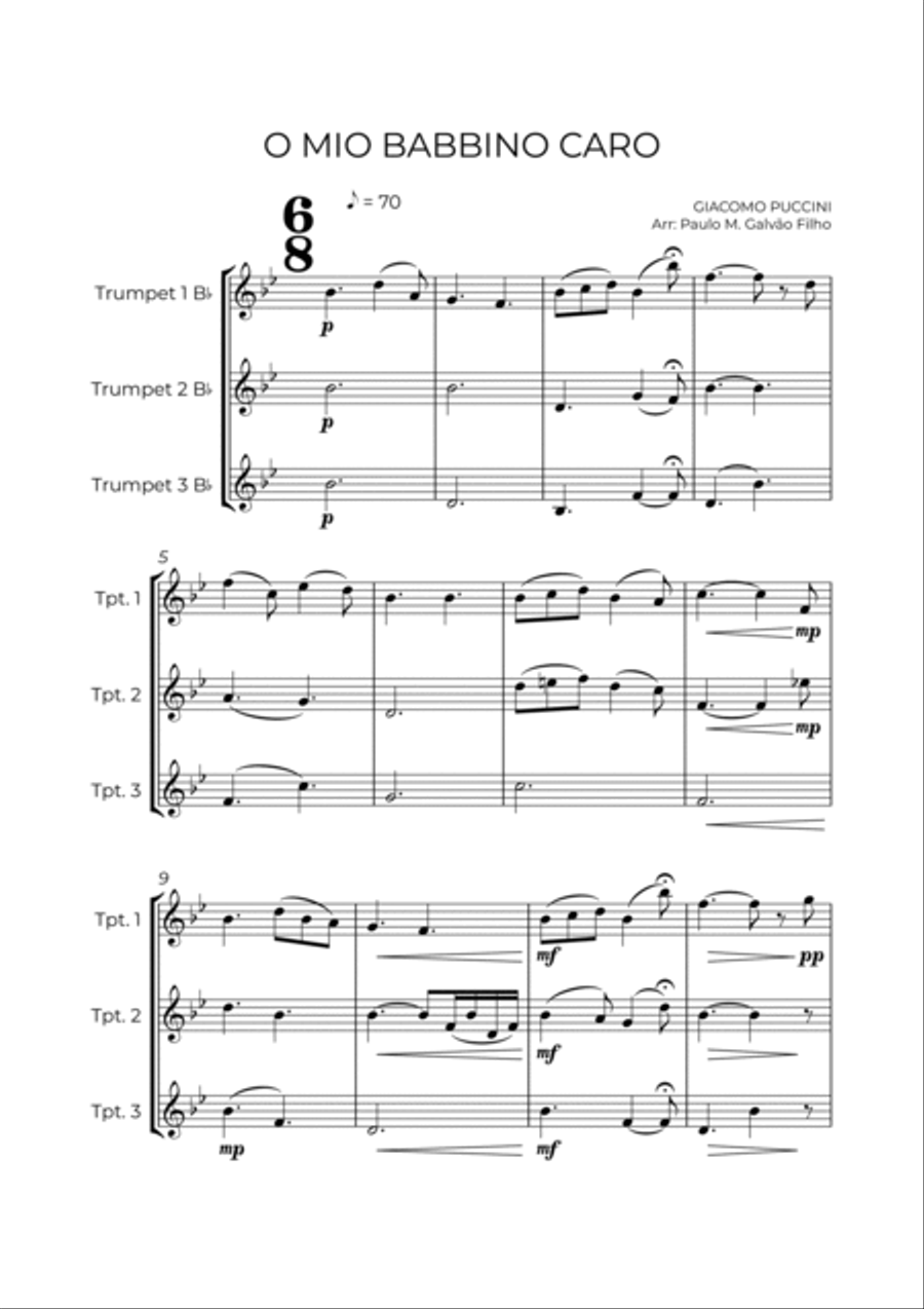 O MIO BABBINO CARO - TRUMPET TRIO Trumpet Trio scores gallery preview page 2