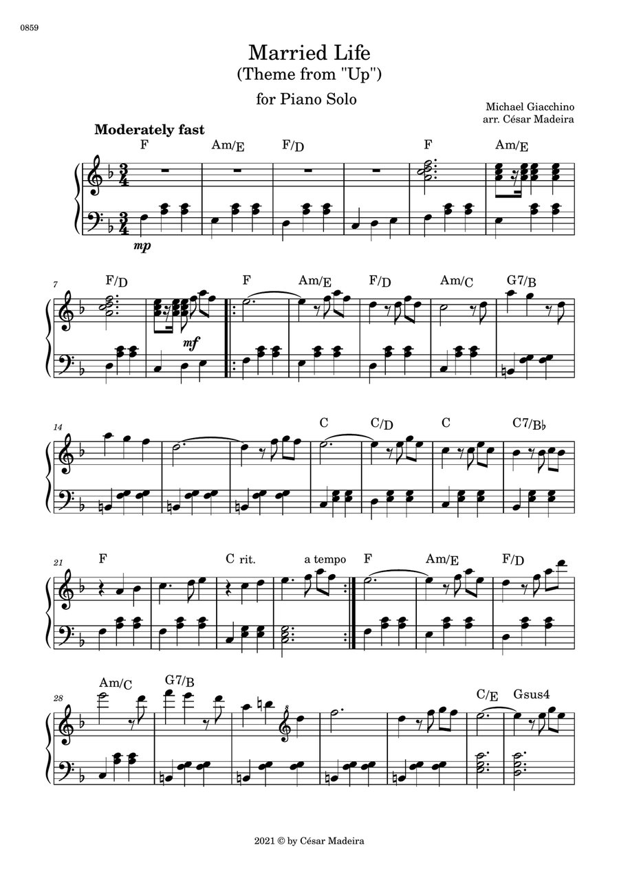 Married Life Piano Solo scores gallery preview page 2