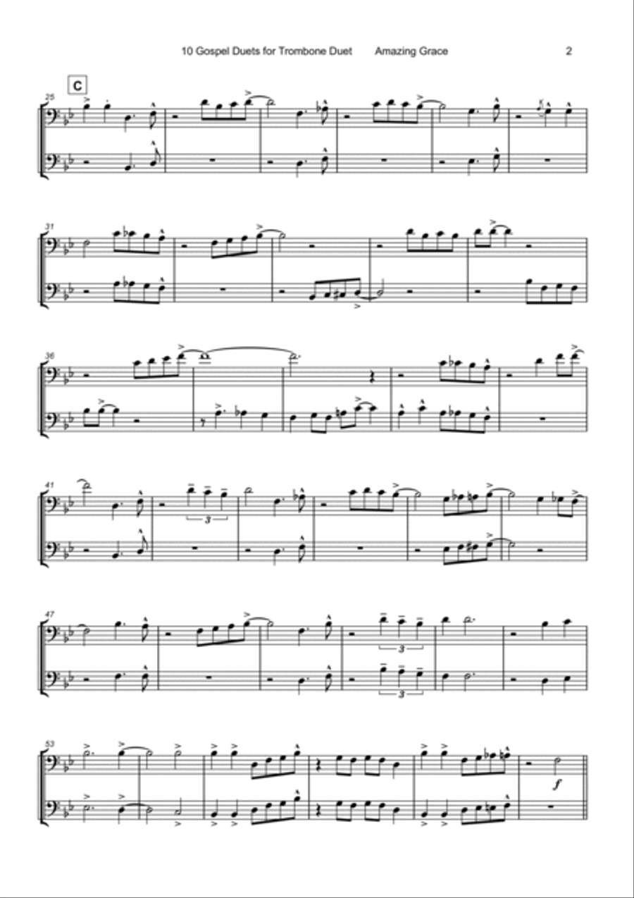 10 Gospel Duets for Trombone Trombone Duet scores gallery preview page 4