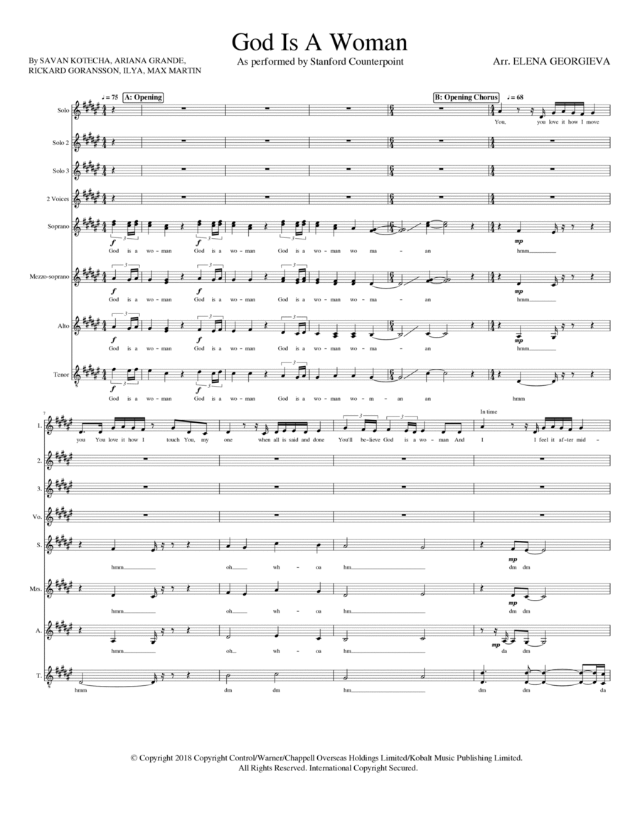 God Is A Woman SSAA scores gallery preview page 1