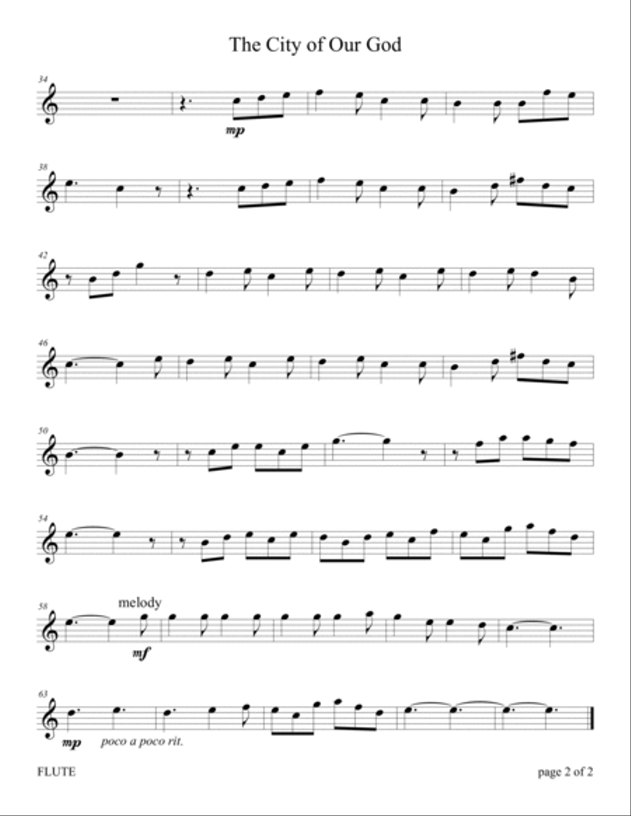 The City of Our God (for FLUTE and/or VIOLIN Duet with PIANO Accompaniment) image number null