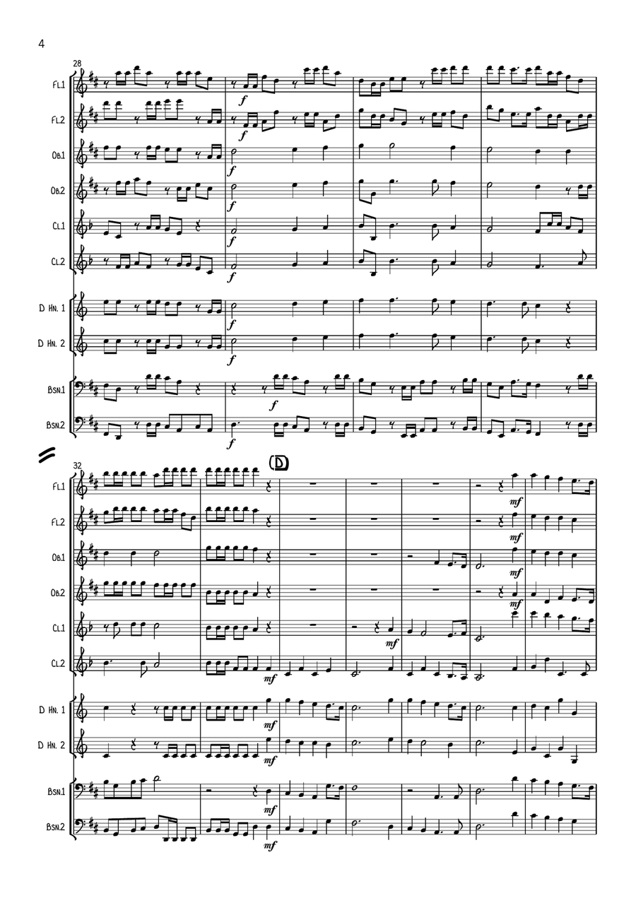 Handel: Messiah (Der Messias) Hallelujah Chorus (original key of D) - wind dectet Large Ensemble scores gallery preview page 4