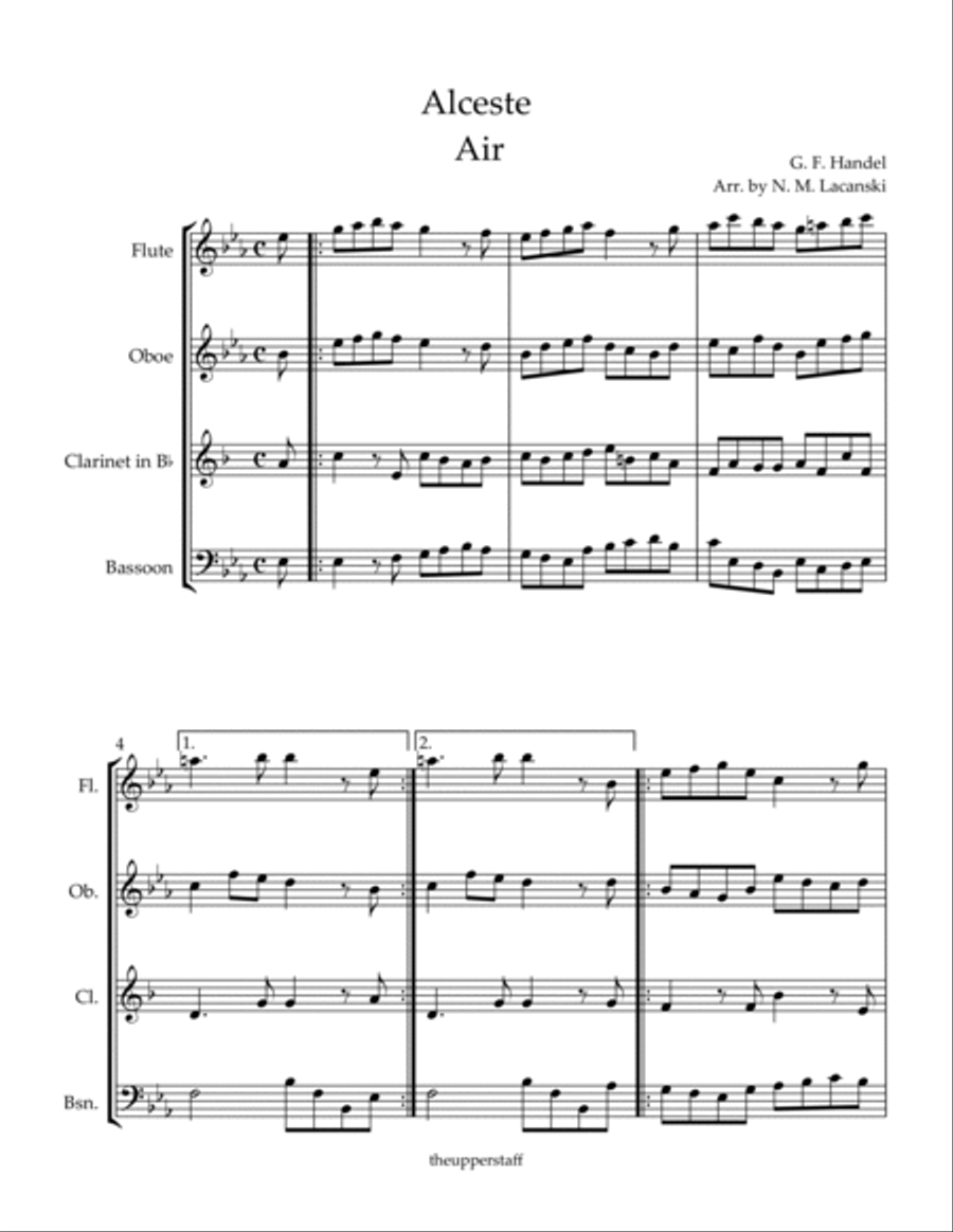 Alceste Air (Easy) Woodwind Quartet scores gallery preview page 2