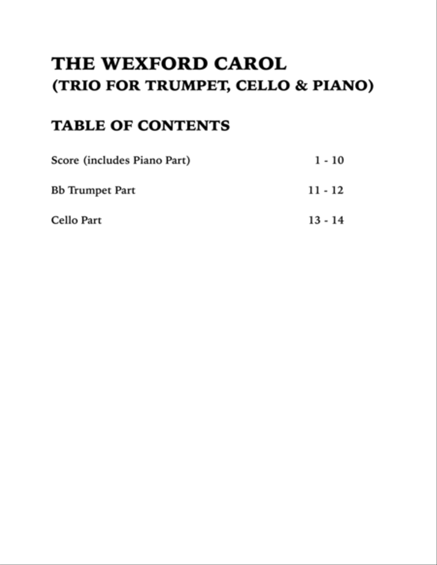 The Wexford Carol (Trio for Trumpet, Cello and Piano) Trumpet Trio scores gallery preview page 4