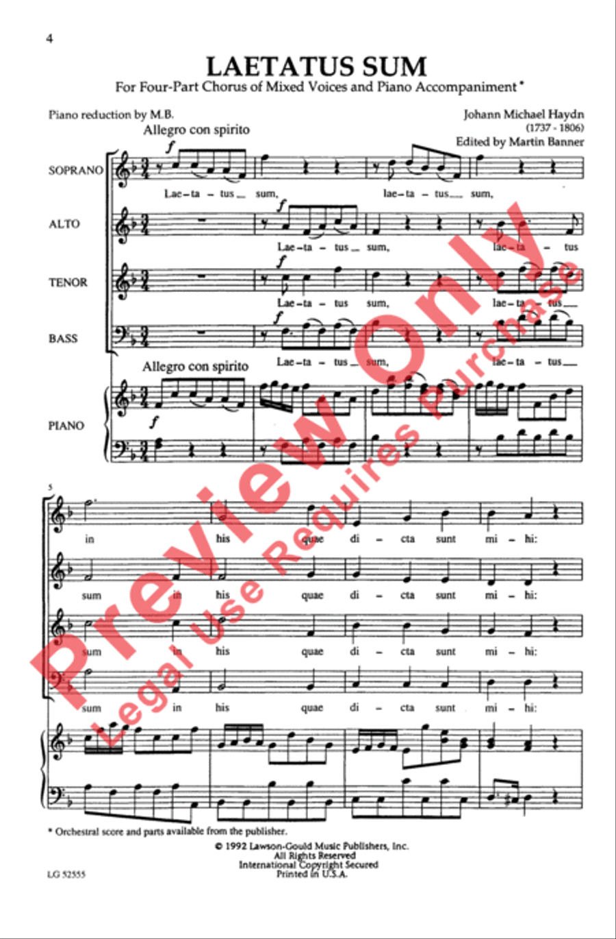 Laetatus Sum 4-Part scores gallery preview page 4