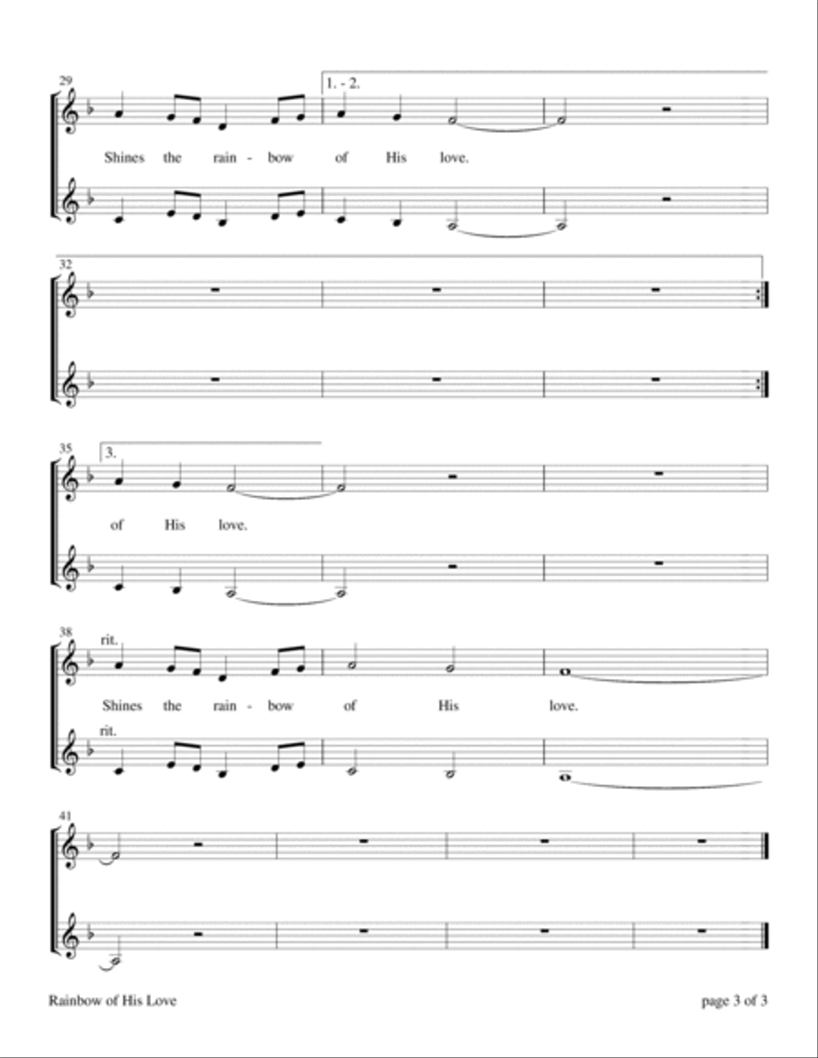 Rainbow of His Love (for SA or 2-part choir with Piano Accompaniment) SA scores gallery preview page 4