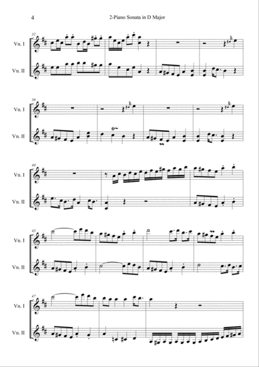 2 Piano Sonata in D Major K.448 Violin scores gallery preview page 4