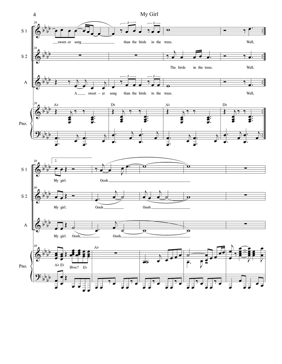 My Girl My Girl SSA scores gallery preview page 4