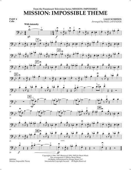 Mission: Impossible Theme (arr. Paul Lavender) - Pt.4 - Cello