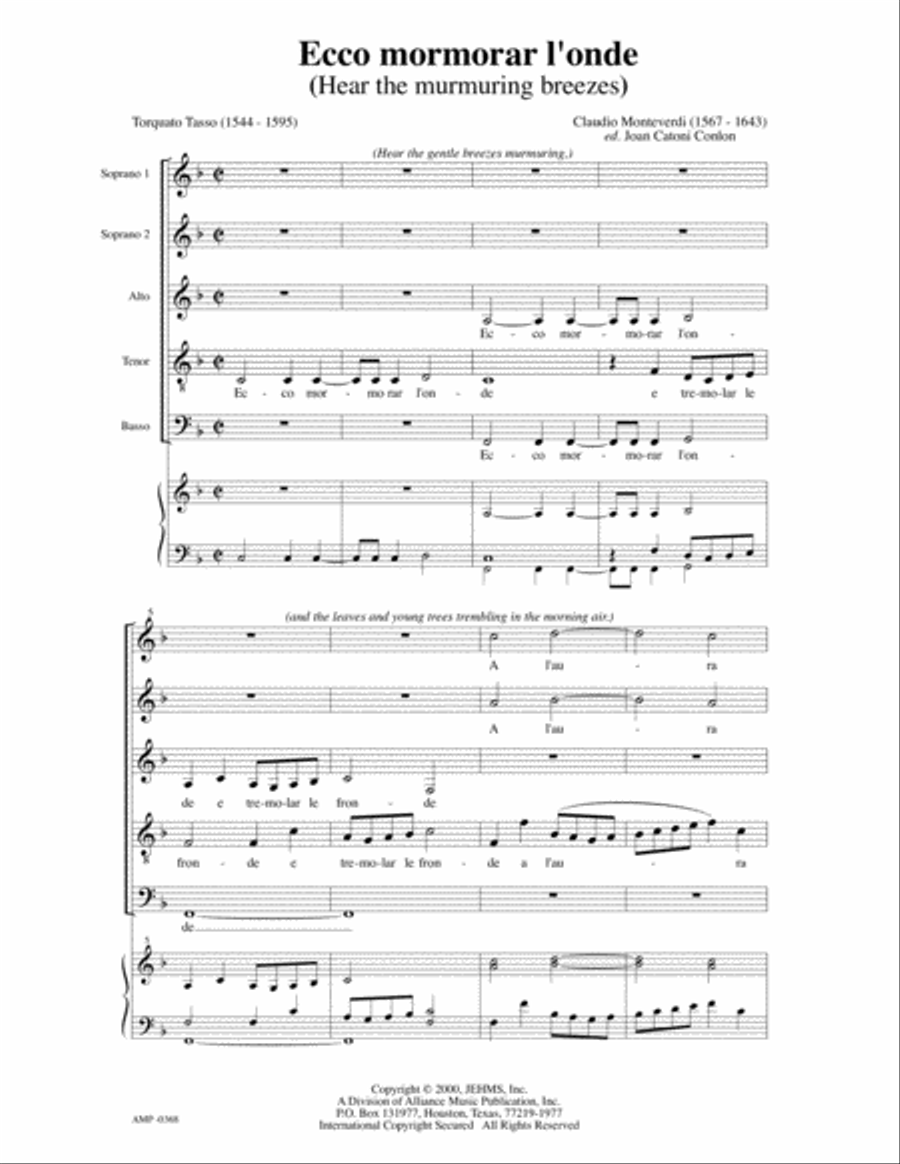 Ecco Mormorar L'onde Ecco Mormorar L'onde SSATB scores gallery preview page 2