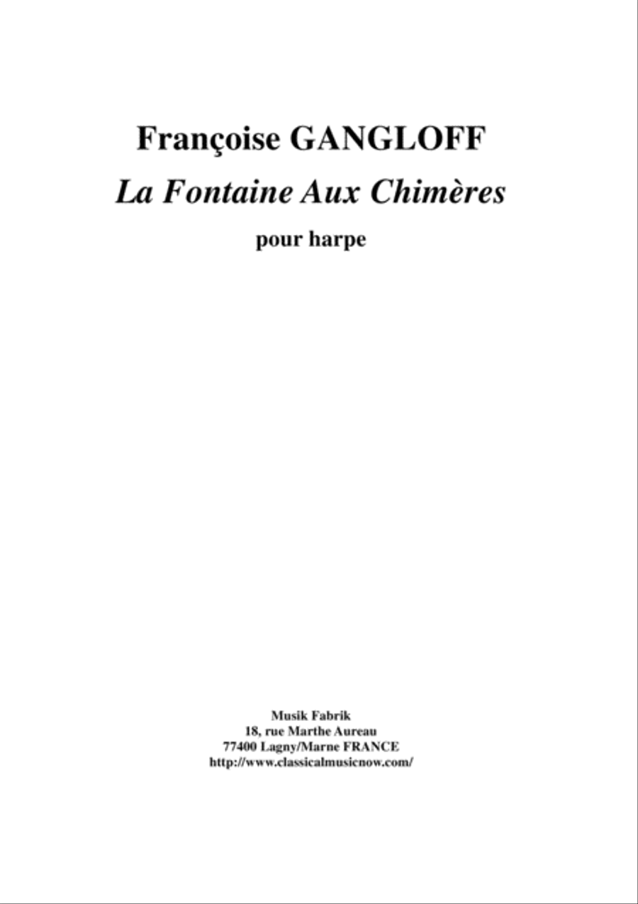 Françoise Gangloff: La Fontaine Aux Chimères for harp Harp scores gallery preview page 1